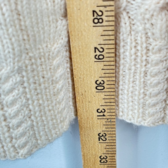 VTG 90s Wool Fisherman Sweater Men XL 1/4 Zip Ivory Cable Knit Preppy Cottage - Picture 6 of 9